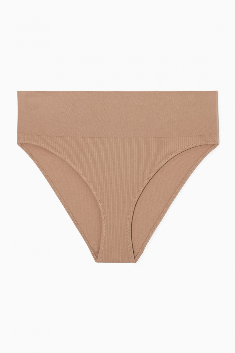 Dámské Slipy COS High-Waisted Žebrovaný Béžový | COS Eshop CZ-14306HIFG