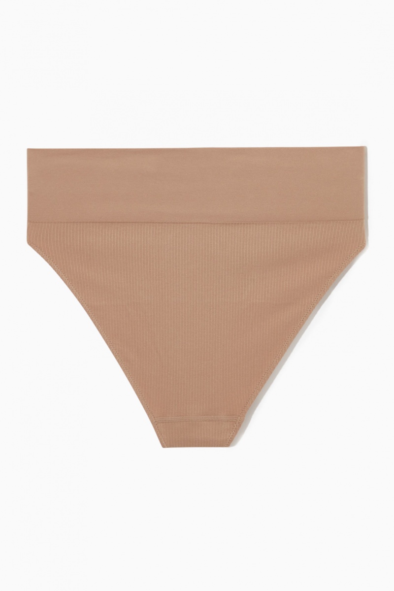 Dámské Slipy COS High-Waisted Žebrovaný Béžový | COS Eshop CZ-14306HIFG