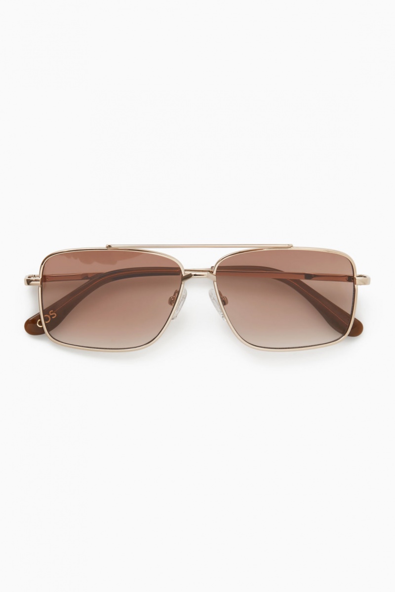 Dámské Sluneční Brýle COS Gold-Tone Aviator Zlaté | COS Eshop CZ-23867FNYG