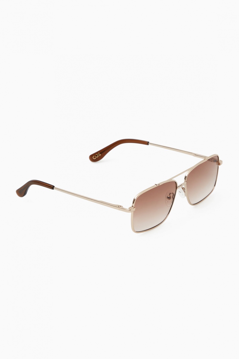 Dámské Sluneční Brýle COS Gold-Tone Aviator Zlaté | COS Eshop CZ-50314NEAX