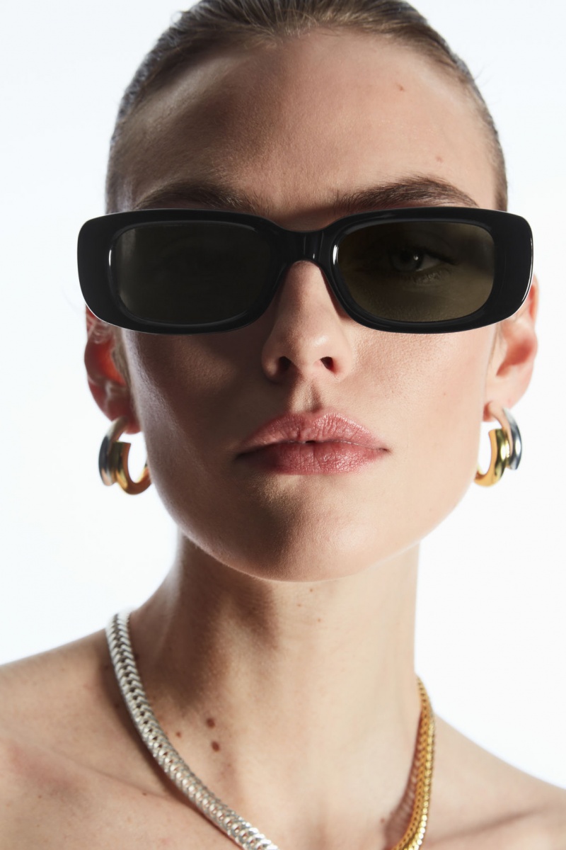 Dámské Sluneční Brýle COS The Rectangle Acetate Černé | COS Eshop CZ-35219EUGM