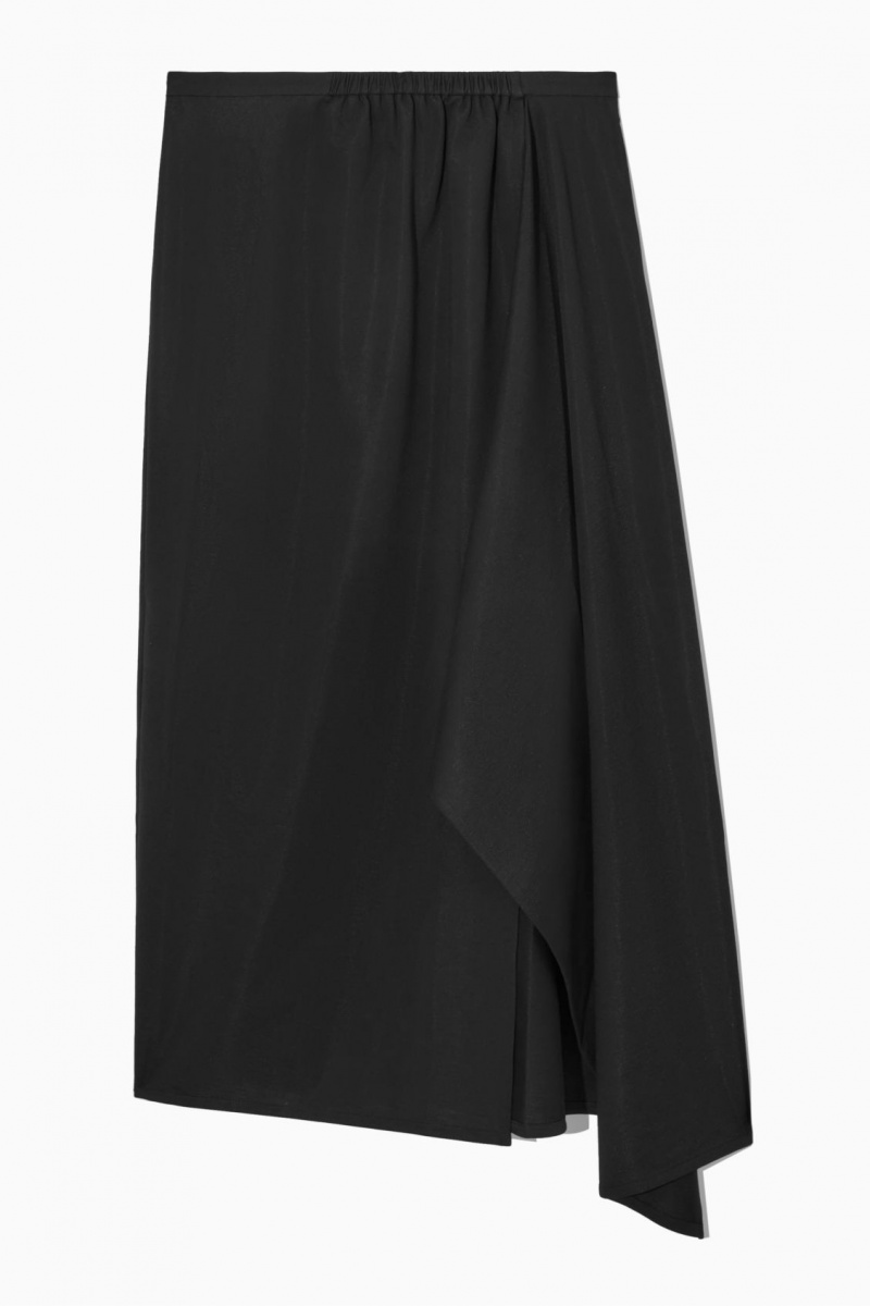 Dámské Sukně COS Asymmetric Midi Wrap Černé | COS Eshop CZ-05271GPFE