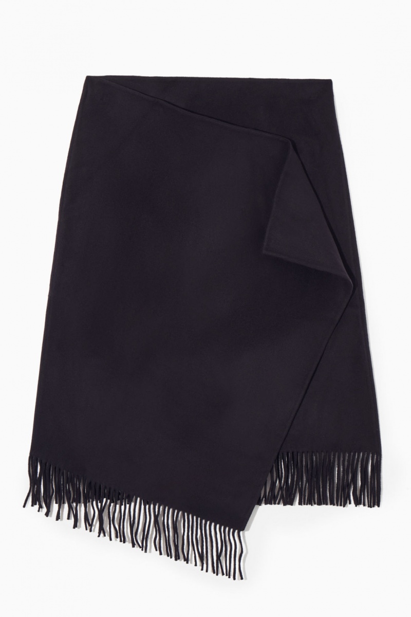 Dámské Sukně COS Fringed Vlna Midi Wrap Tmavě Blankyt | COS Eshop CZ-09724AKDP