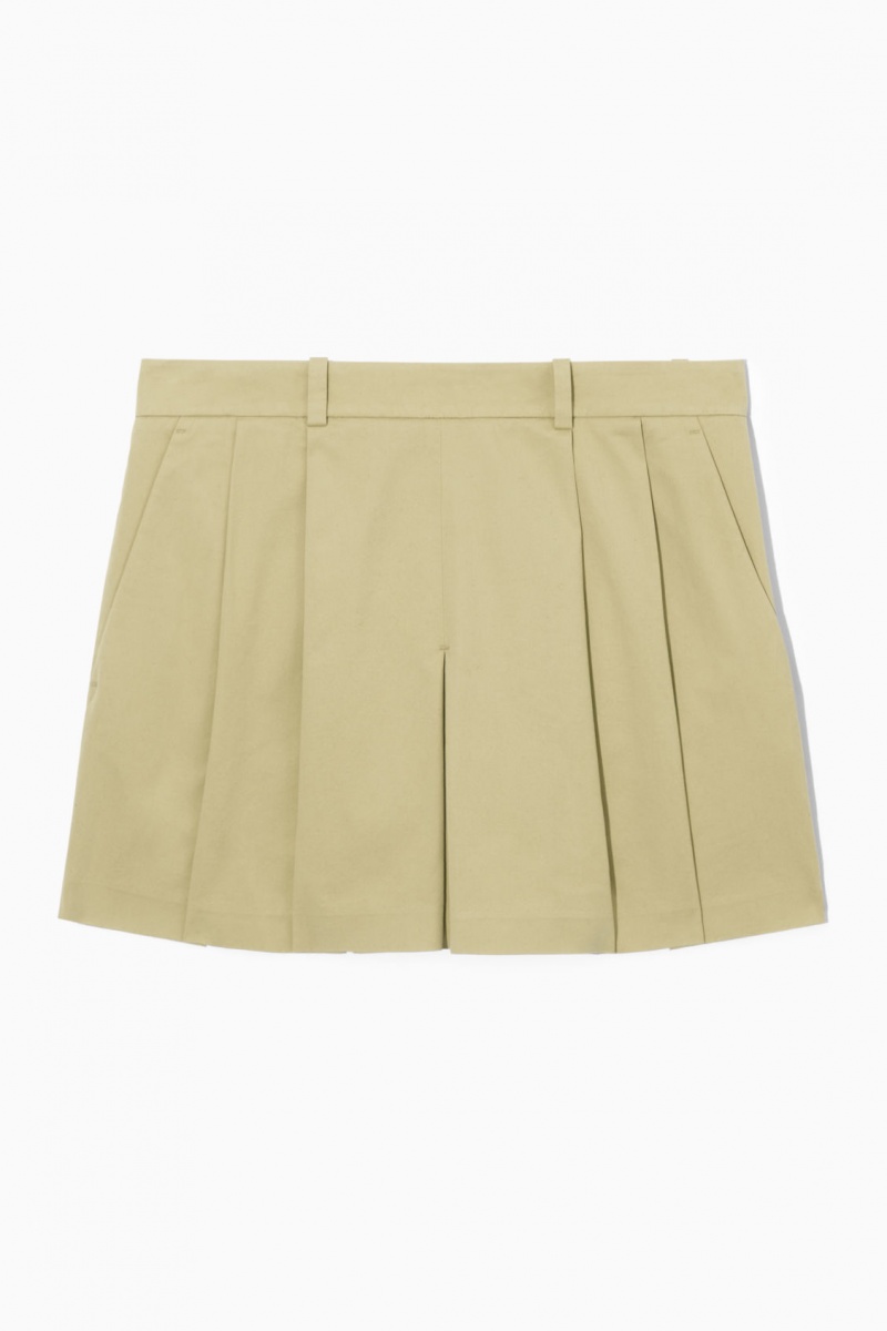 Dámské Sukně COS Tailored Plisovaný Mini Skort Béžový | COS Eshop CZ-01746PCXR