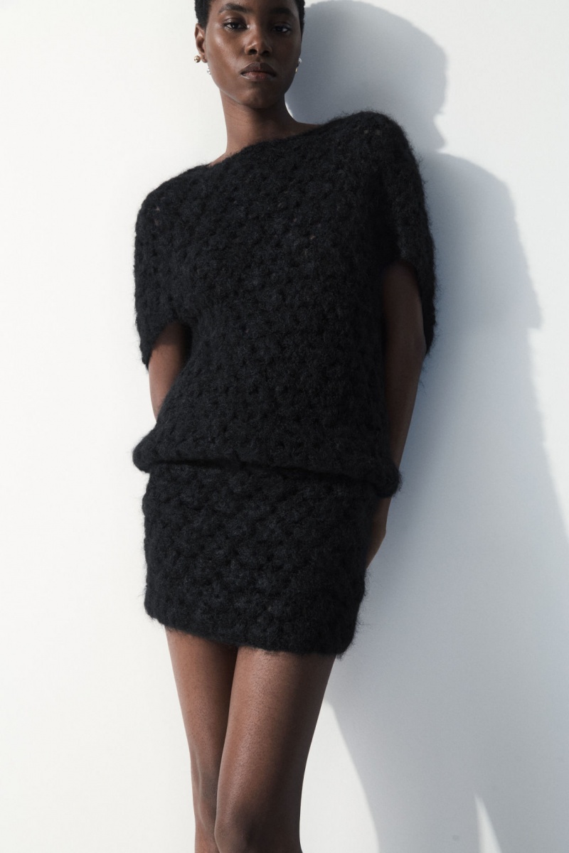 Dámské Sukně COS The Crochet-Knit Mini Černé | COS Eshop CZ-89642NTSZ