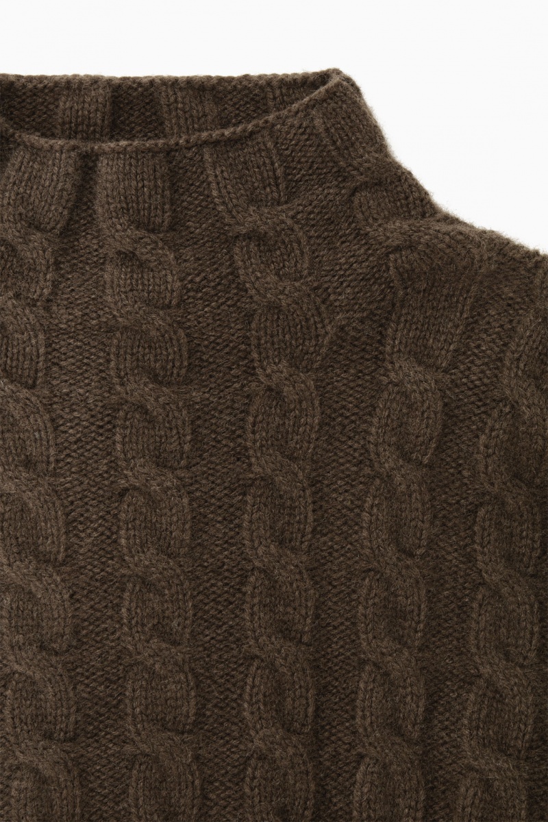 Dámské Svetry COS Cable-Knit Turtleneck Tmavě Hnědé | COS Eshop CZ-74821YPUF