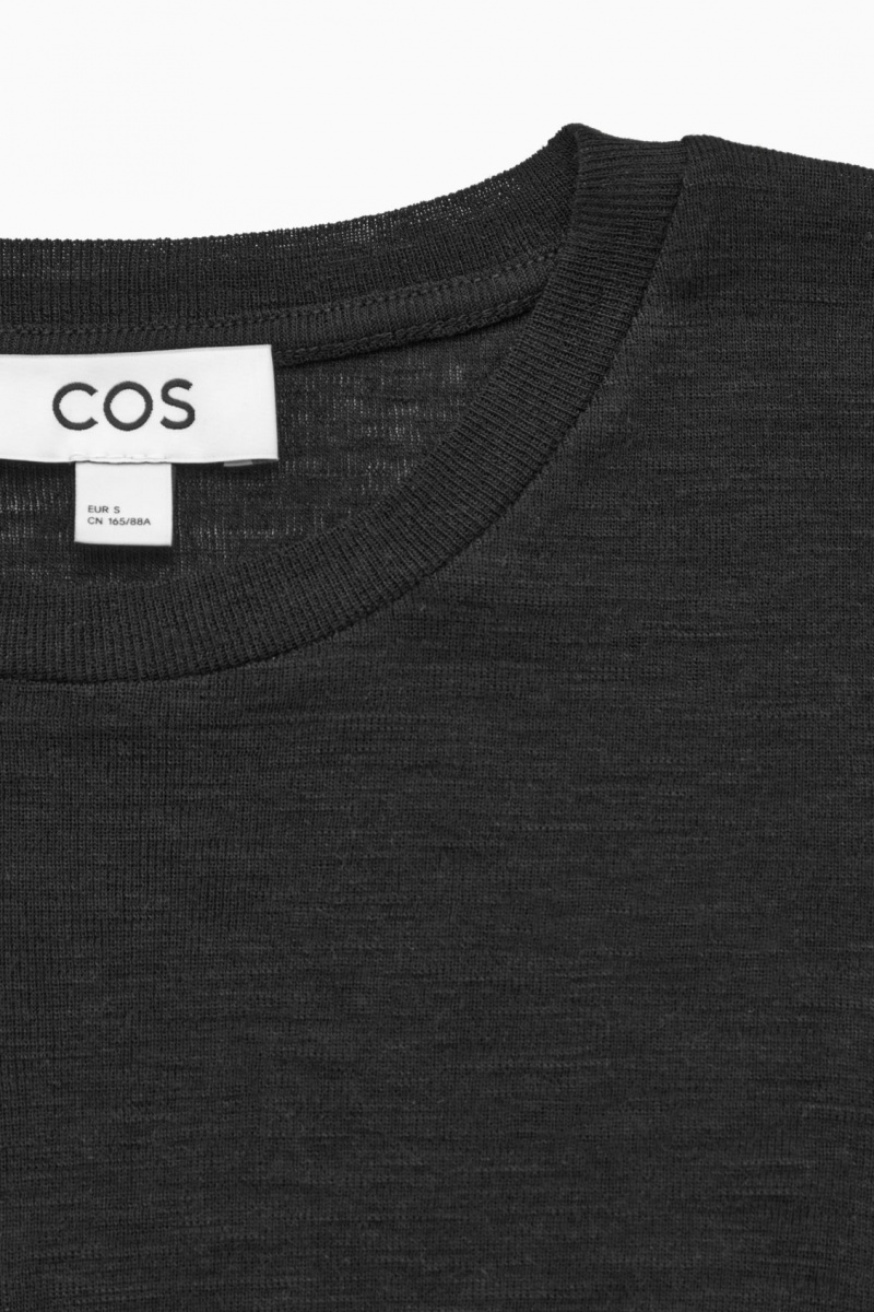 Dámské Svetry COS Crew-Neck Merino Vlna Top Černé | COS Eshop CZ-61854XHAJ