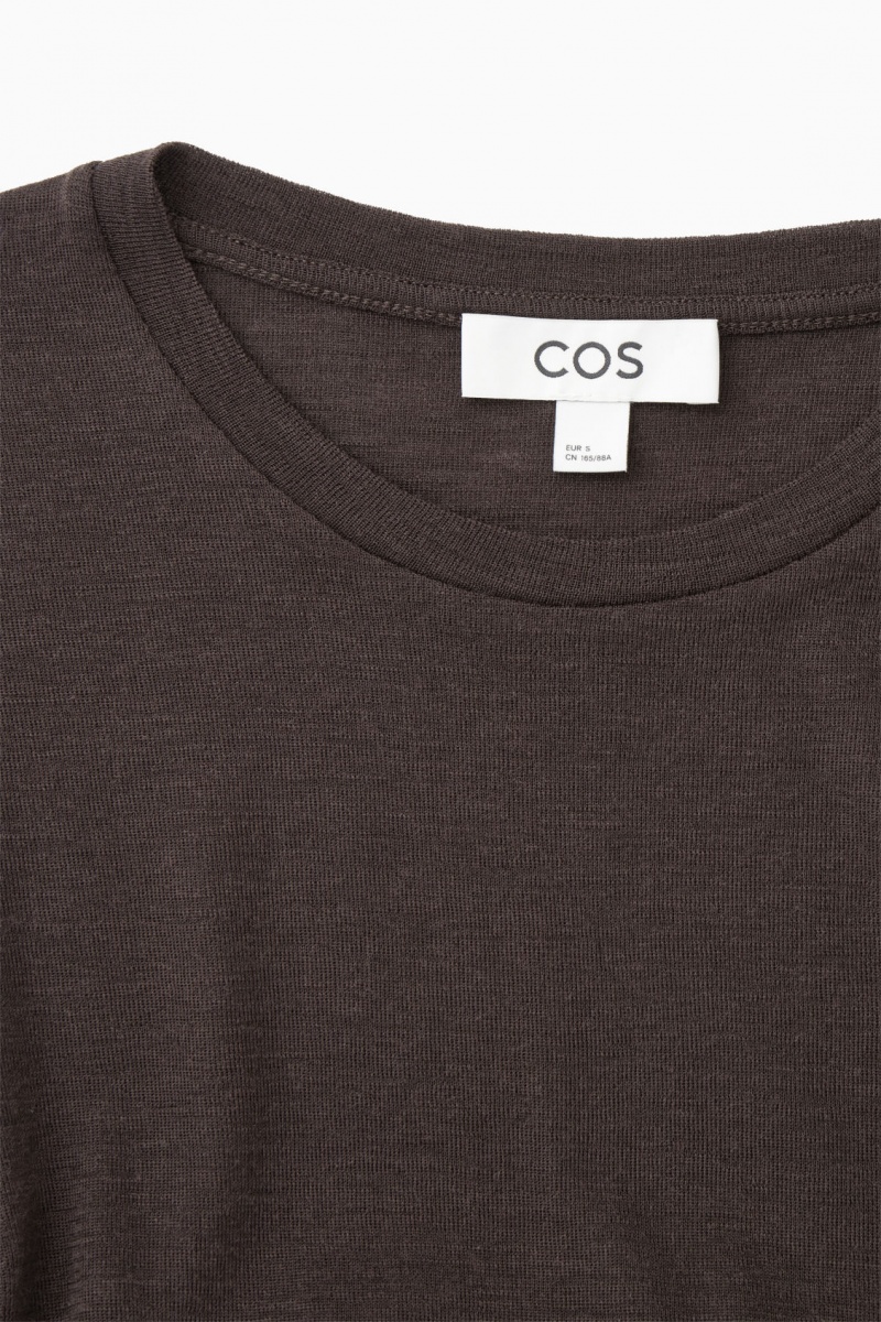 Dámské Svetry COS Crew-Neck Merino Vlna Top Tmavě Hnědé | COS Eshop CZ-16238WFIH