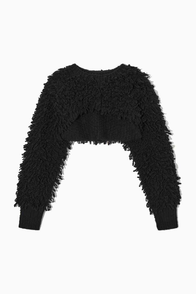 Dámské Svetry COS Cropped Loop-Knit Vlna Hybridní Černé | COS Eshop CZ-57923IKPW