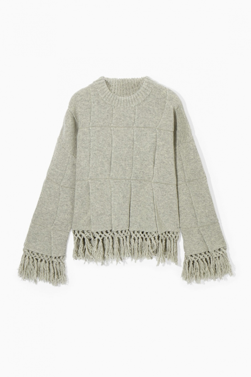 Dámské Svetry COS Fringed Paneled Vlna Světle Šedé | COS Eshop CZ-21436DZQW