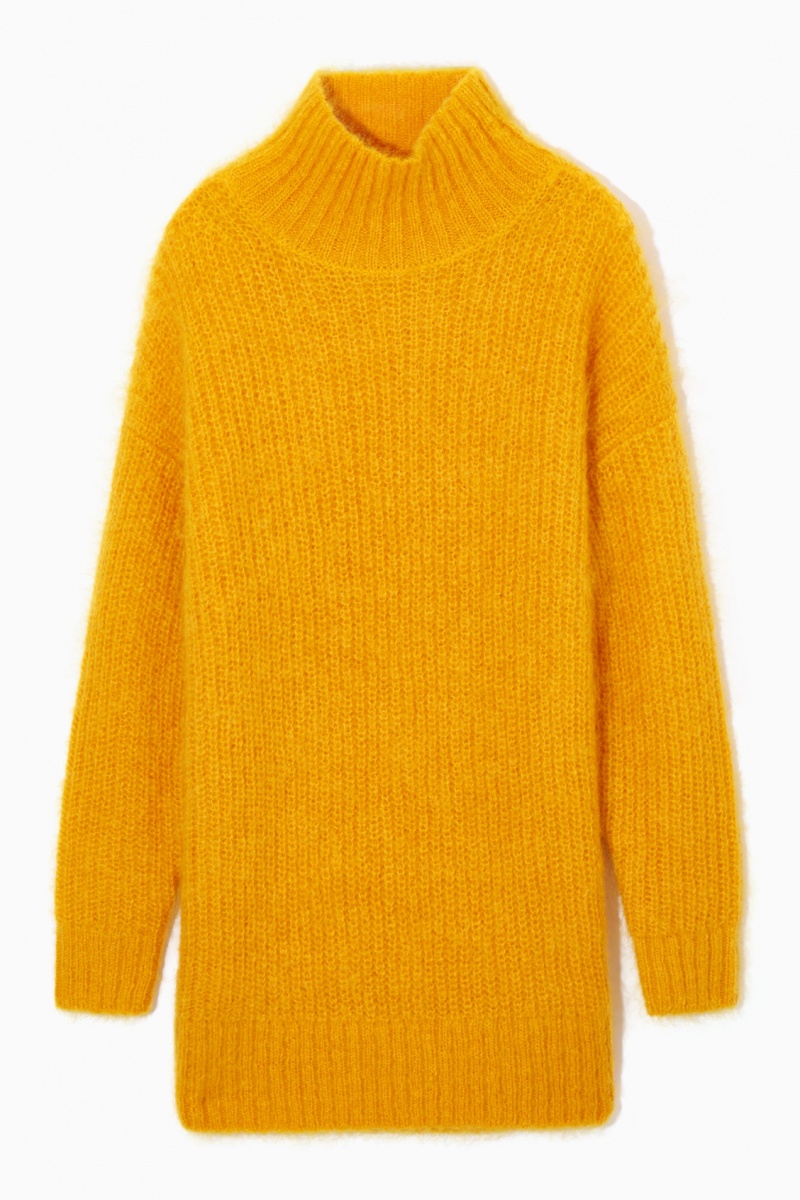 Dámské Svetry COS Funnel-Neck Mohair Tunic Žluté | COS Eshop CZ-78021QCBW