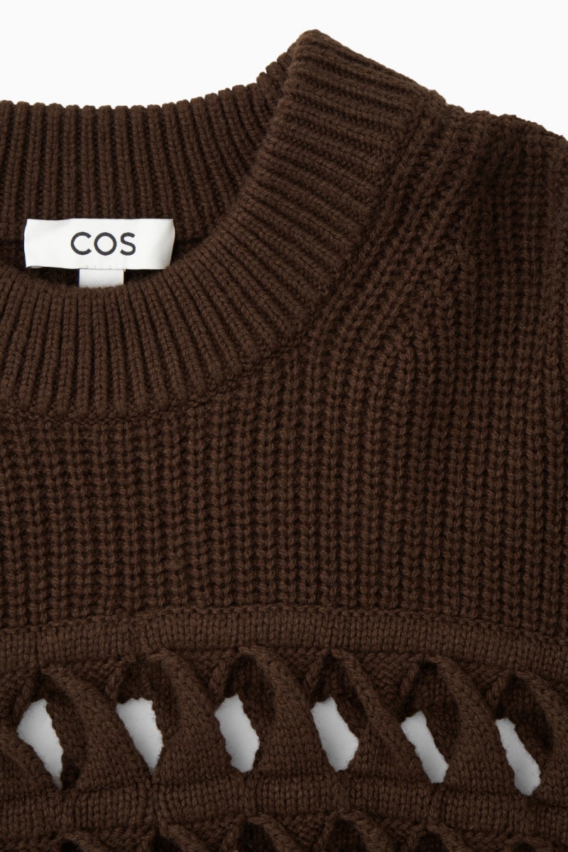 Dámské Svetry COS Open-Knit Vlna Tmavě Hnědé | COS Eshop CZ-92078YNLU