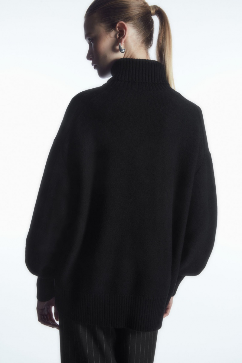 Dámské Svetry COS Oversized Vlna Roll-Neck Černé | COS Eshop CZ-79205UNTL