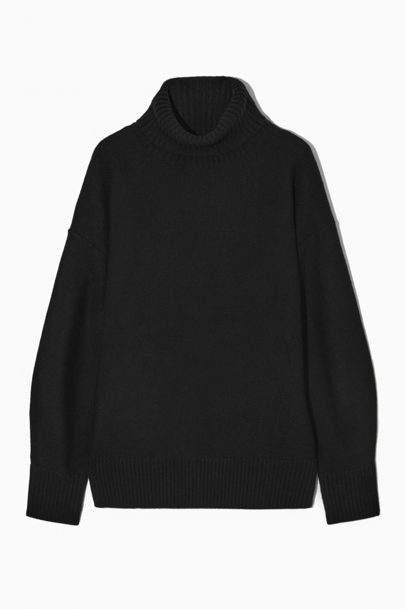 Dámské Svetry COS Oversized Vlna Roll-Neck Černé | COS Eshop CZ-79205UNTL