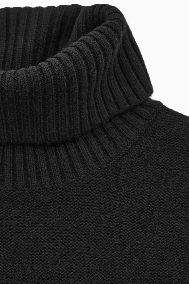 Dámské Svetry COS Oversized Vlna Roll-Neck Černé | COS Eshop CZ-79205UNTL