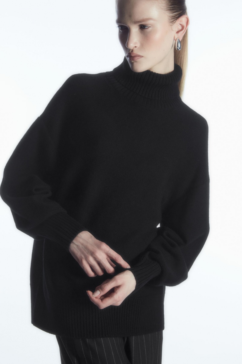 Dámské Svetry COS Oversized Vlna Roll-Neck Černé | COS Eshop CZ-79205UNTL