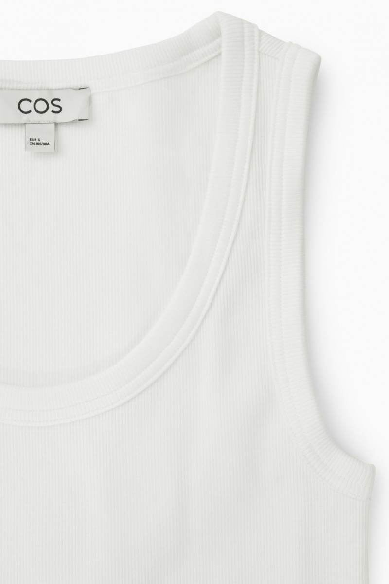 Dámské Tílko COS Scoop-Neck Žebrovaný Bílé | COS Eshop CZ-85026XUQO