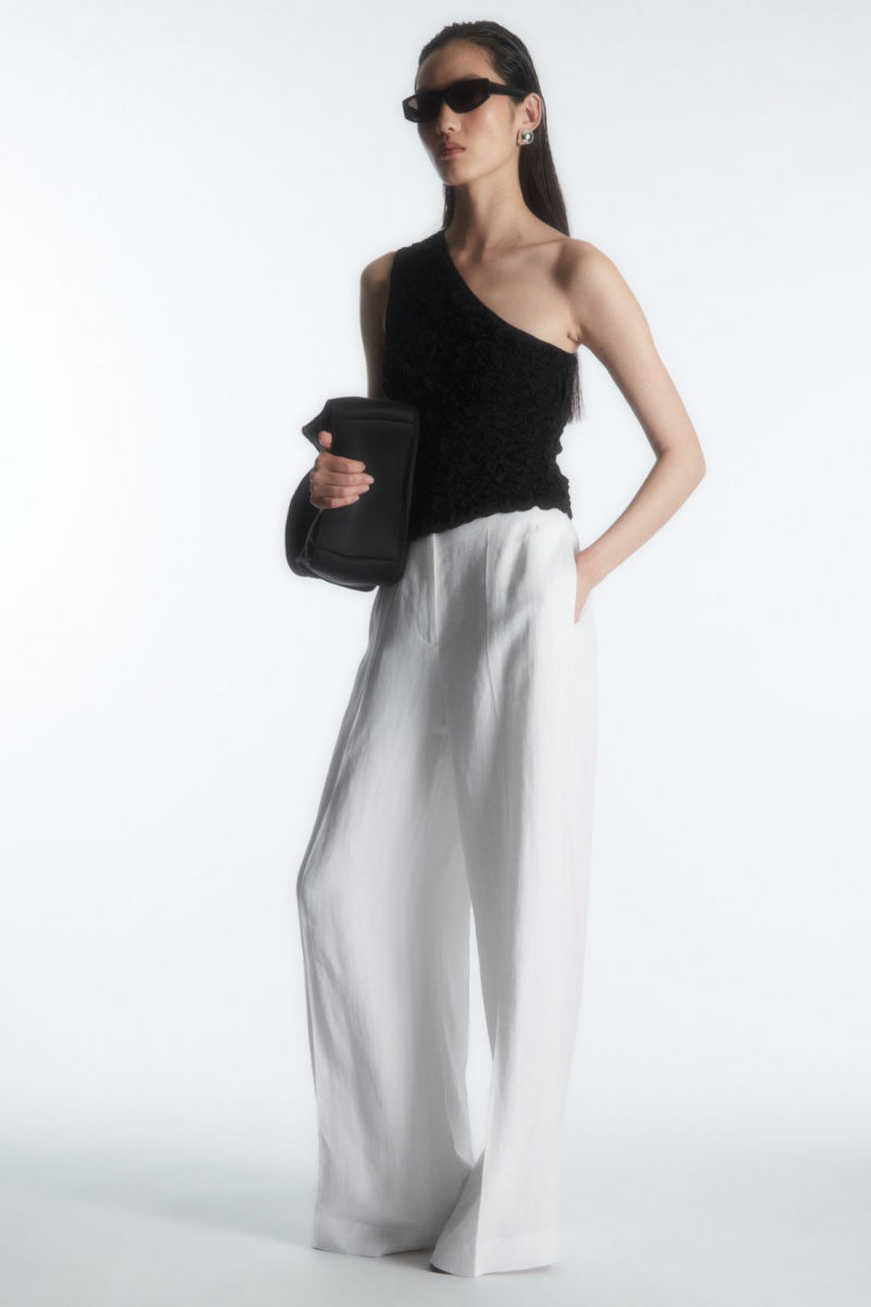 Dámské Tílko COS Smocked One-Shoulder Černé | COS Eshop CZ-52814GFRH