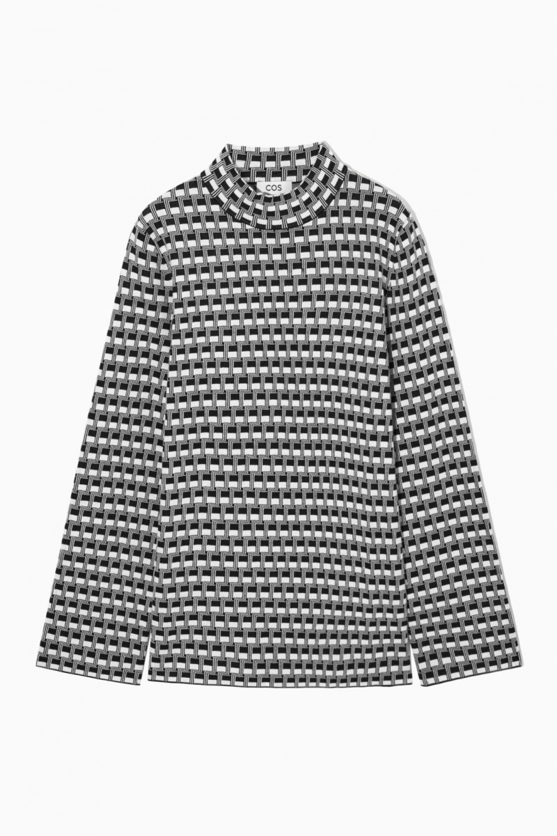 Dámské Topy COS Checked Jacquard-Knit High-Neck Černé | COS Eshop CZ-45132TGWZ