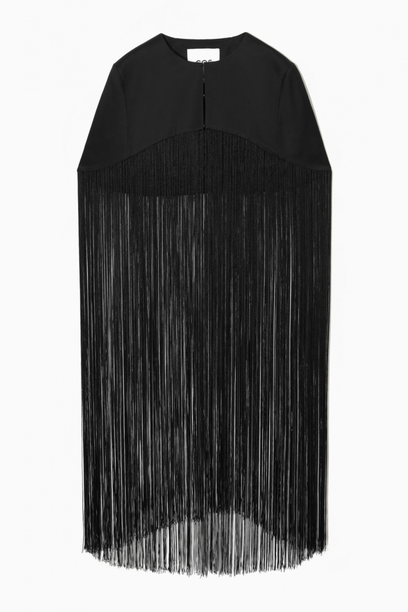 Dámské Topy COS Fringed Cape Černé | COS Eshop CZ-13209HJZN