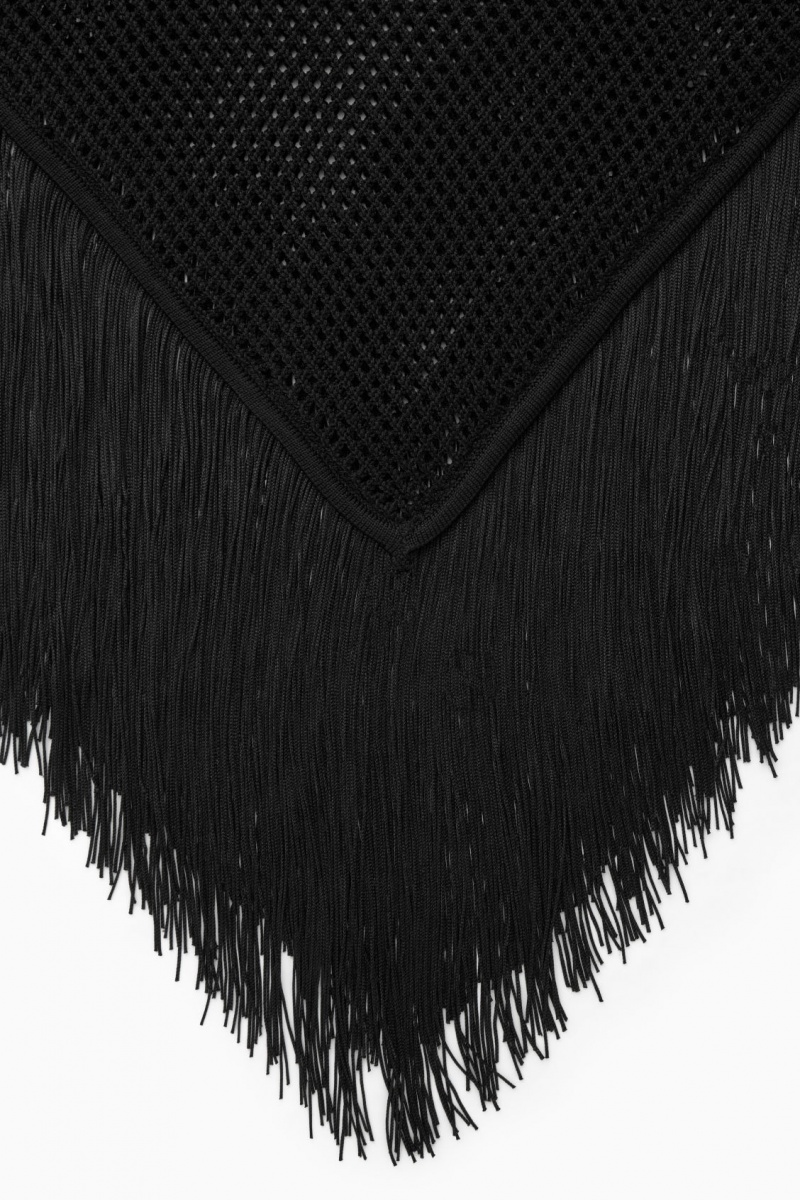 Dámské Topy COS Fringed Open-knit Cape Černé | COS Eshop CZ-18053YBUT