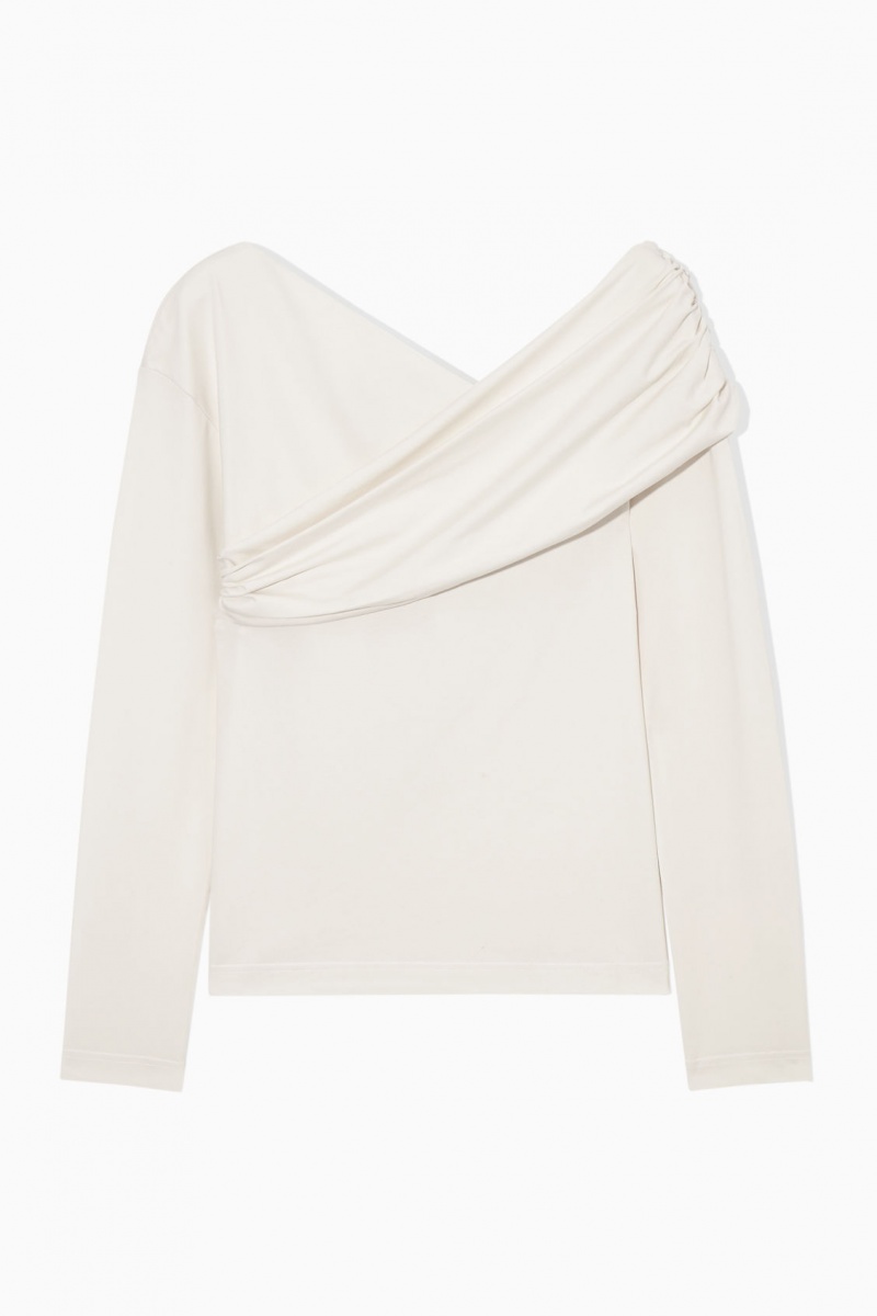 Dámské Topy COS Gathered Off-The-Shoulder Asymmetric Bílé | COS Eshop CZ-40231PCFI