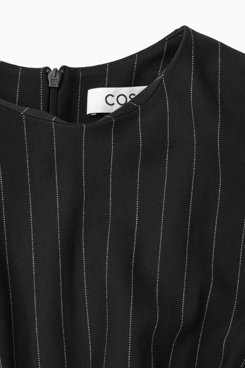 Dámské Topy COS Pinstriped Draped Černé | COS Eshop CZ-07948MHLZ