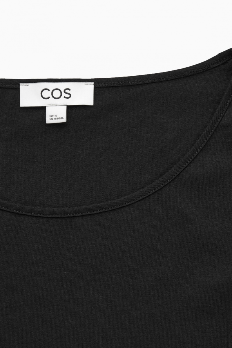 Dámské Topy COS Scoop-Neck Long-Sleeved Černé | COS Eshop CZ-42609DMXG