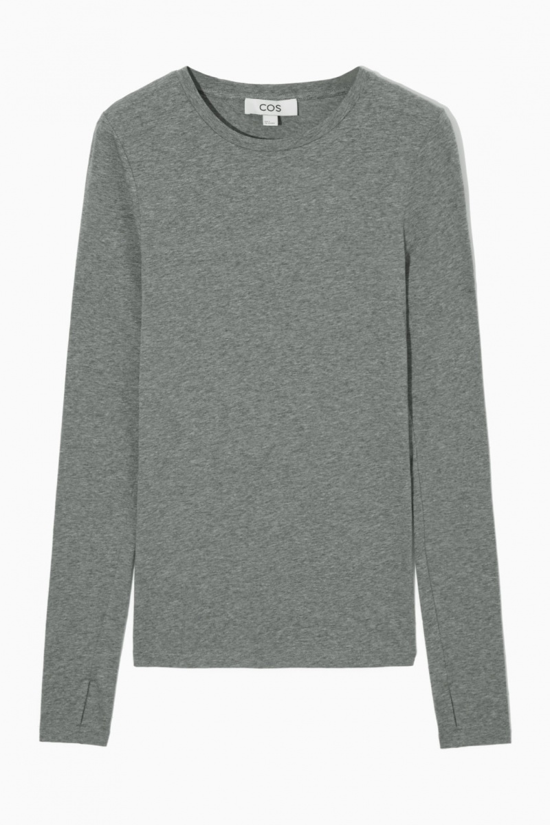 Dámské Topy COS Slim-Fit Long-Sleeve Tmavě Šedé | COS Eshop CZ-48097MPKS