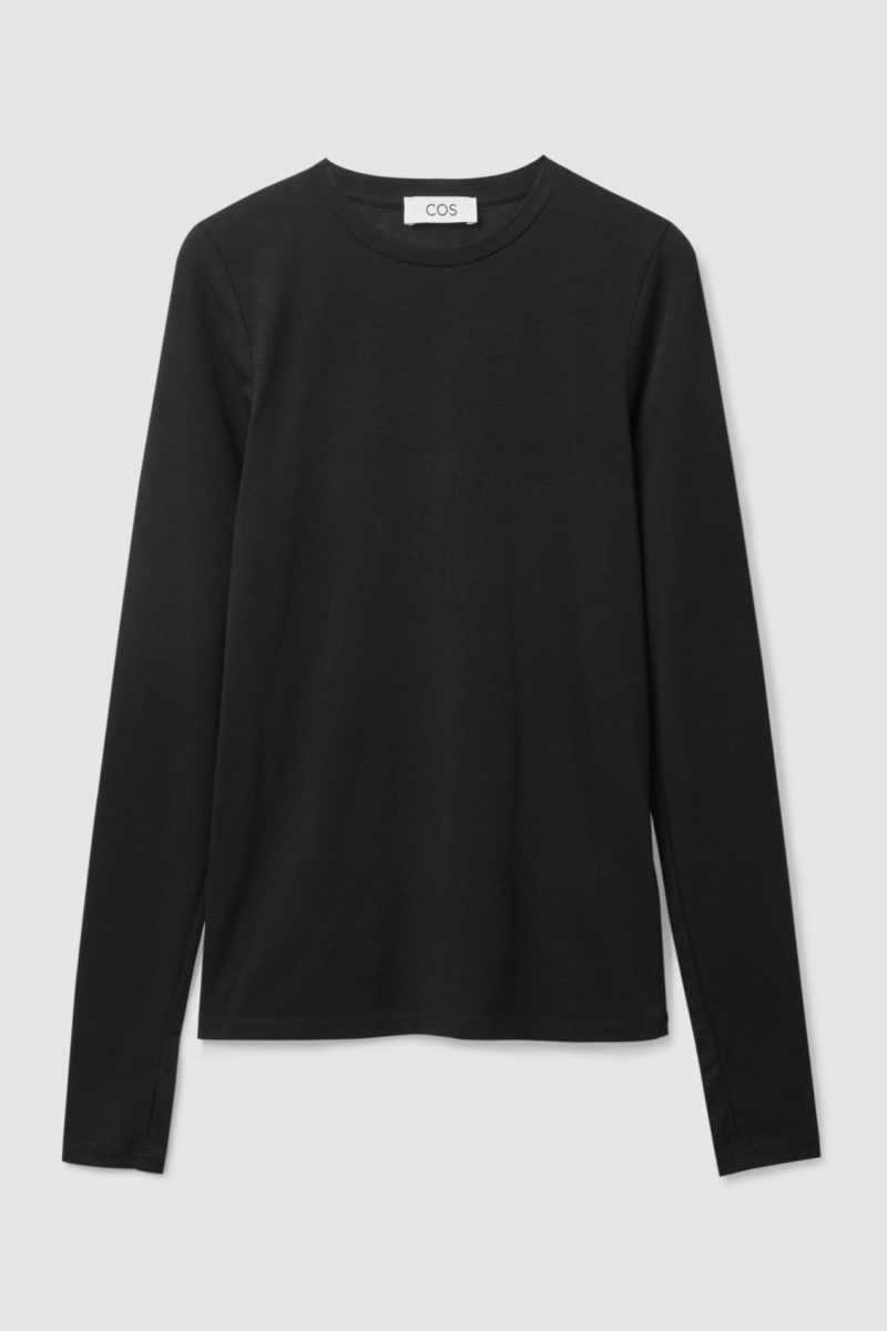 Dámské Topy COS Slim-Fit Long-Sleeve Černé | COS Eshop CZ-09438ZRFE