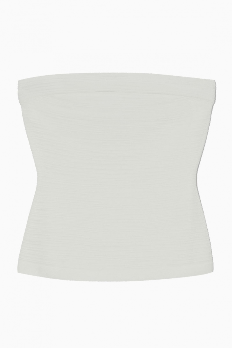 Dámské Topy COS Textured Bandeau Bílé | COS Eshop CZ-14789YDCW