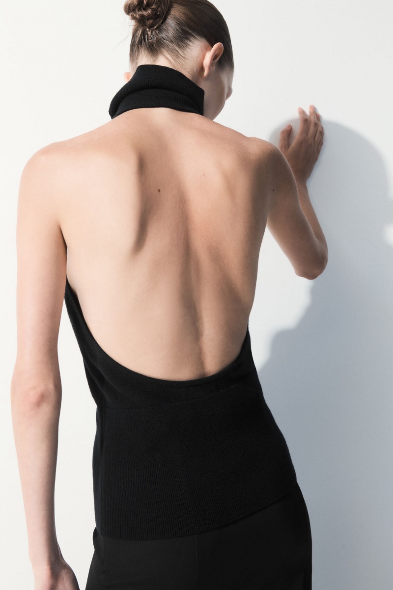 Dámské Topy COS The Backless Cashmere Černé | COS Eshop CZ-12786KJFS