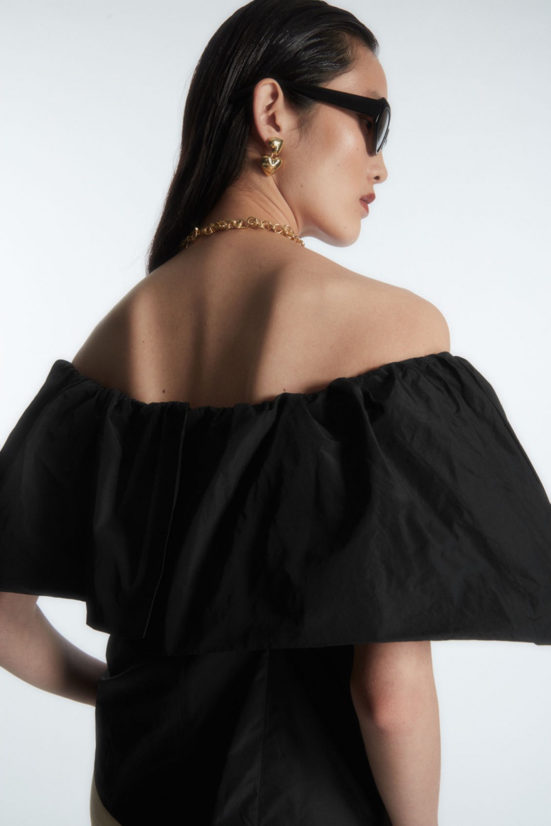 Dámské Topy COS Voluminous Off-The-Shoulder Černé | COS Eshop CZ-16342WLZO