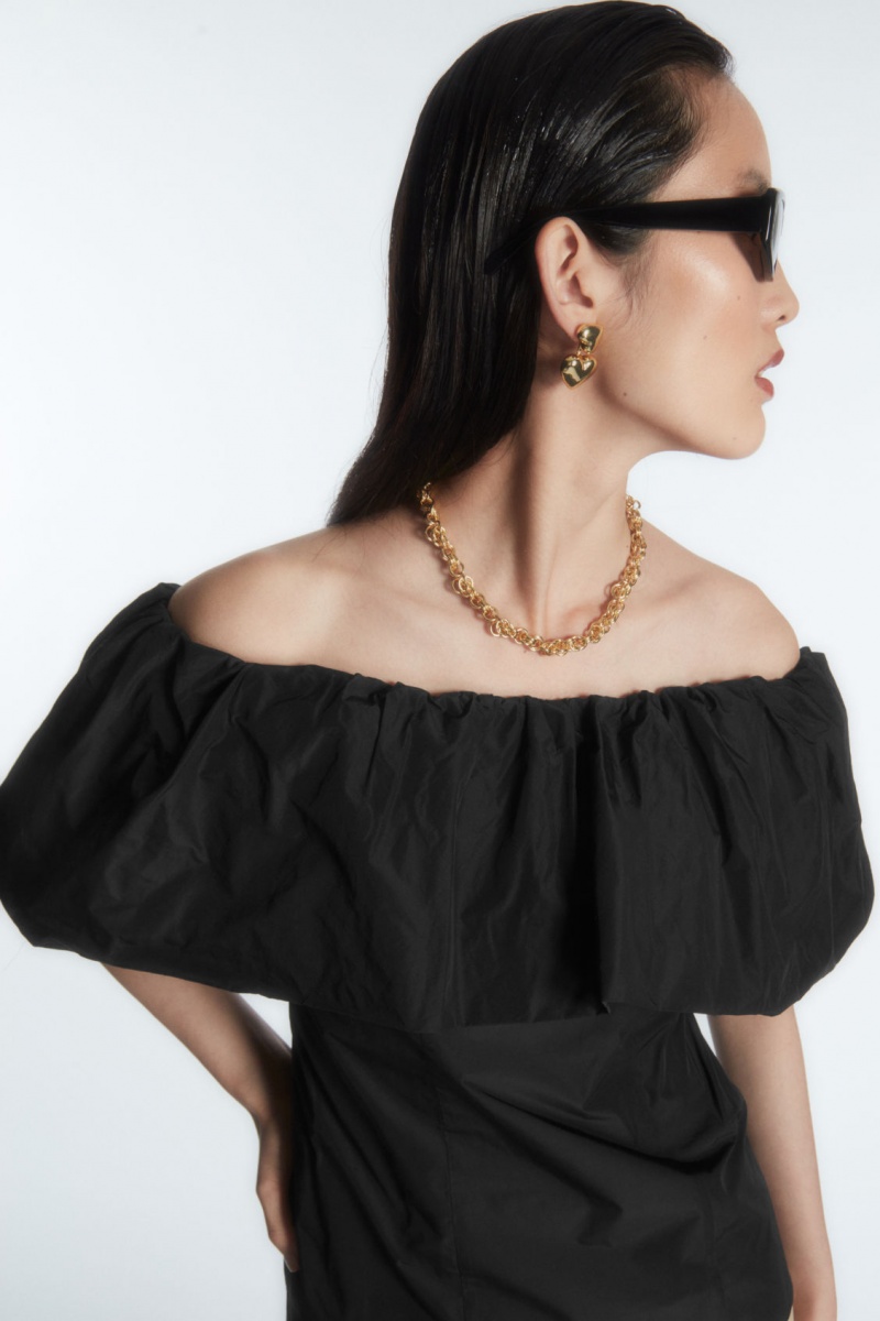 Dámské Topy COS Voluminous Off-The-Shoulder Černé | COS Eshop CZ-16342WLZO