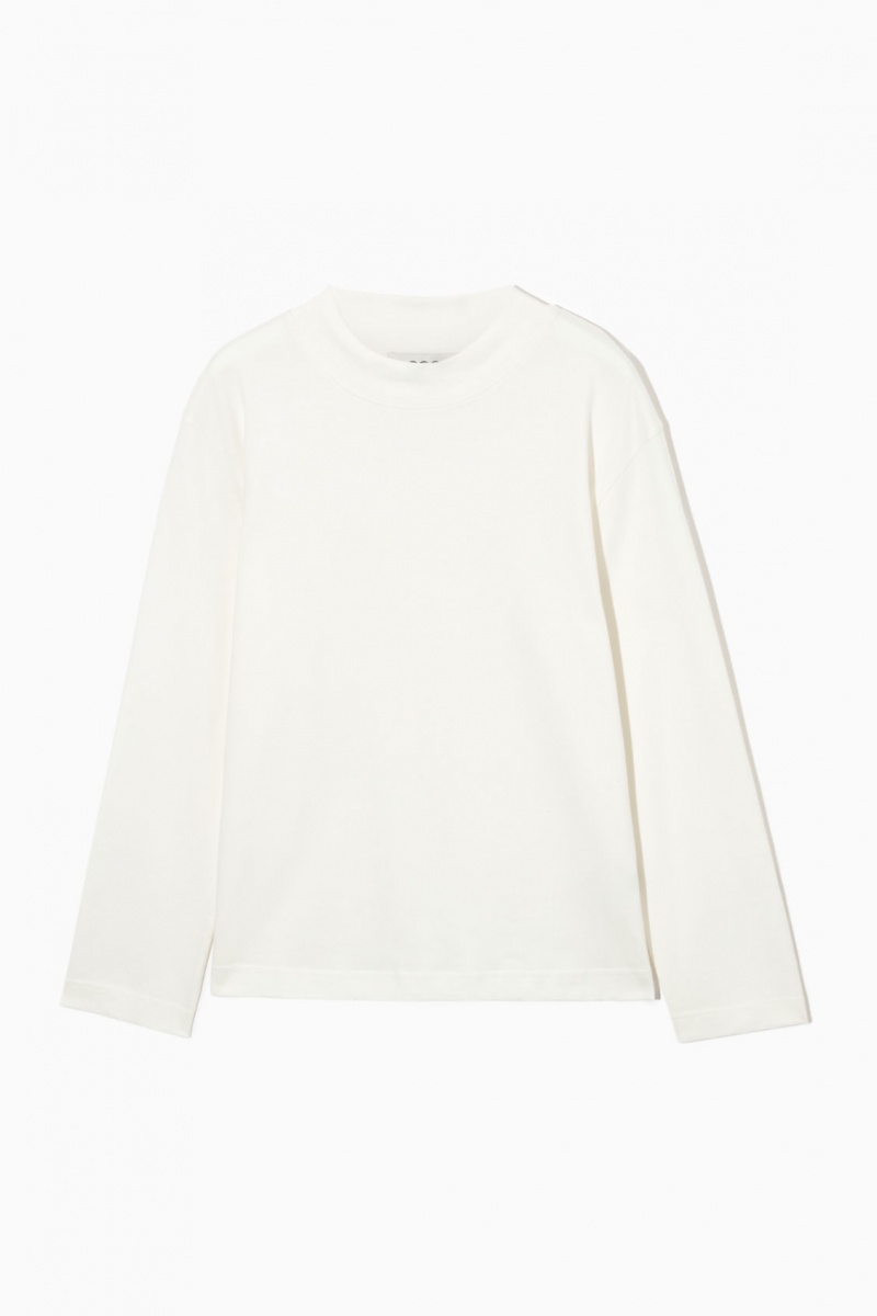 Dámské Tričko COS Long-Sleeved Mock-Neck Bílé | COS Eshop CZ-16742NIEQ