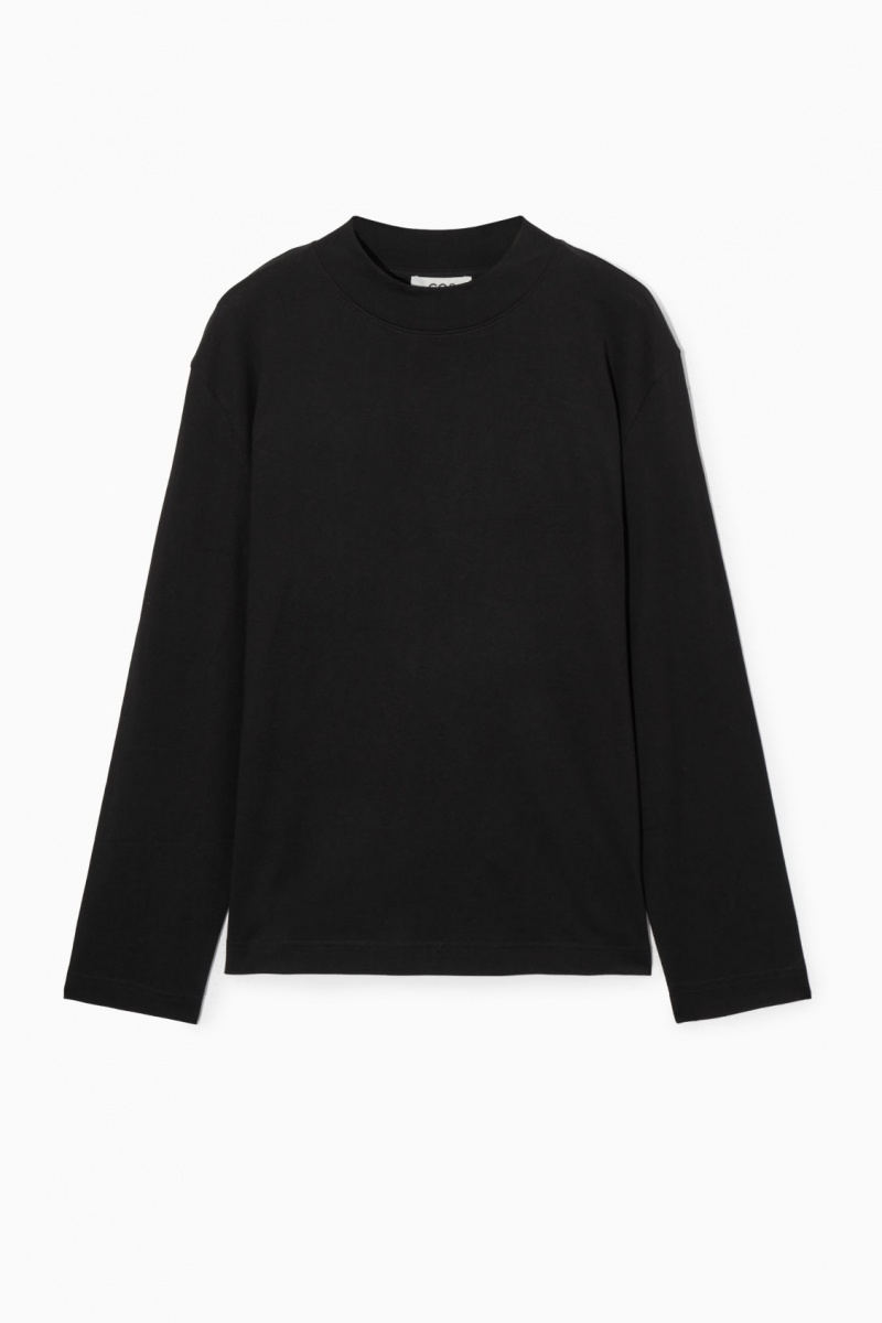 Dámské Tričko COS Long-Sleeved Mock-Neck Černé | COS Eshop CZ-26153JGCO