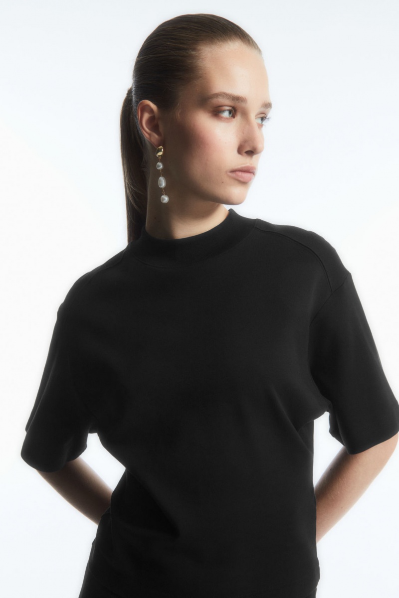 Dámské Tričko COS Waisted Mock-Neck Černé | COS Eshop CZ-83027CODS