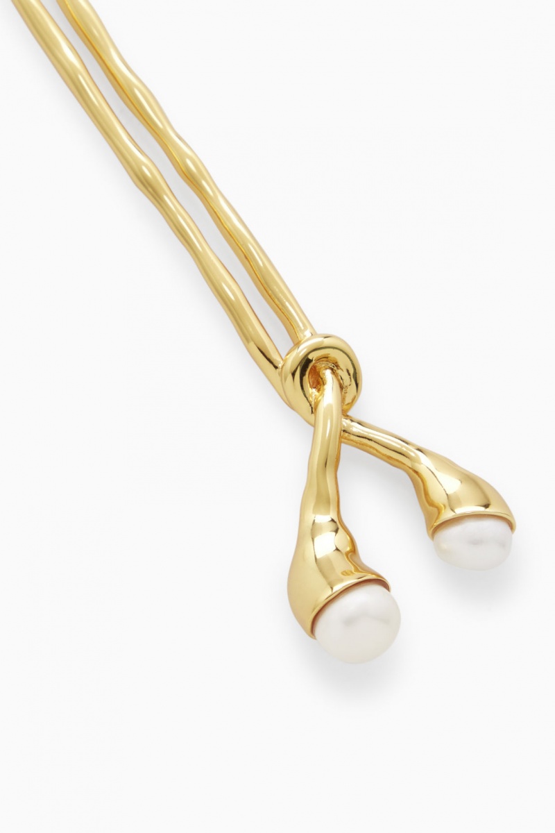 Dámské Vlasové Příslušenství COS Freshwater Pearl Hair Pin Zlaté | COS Eshop CZ-13675UZBM