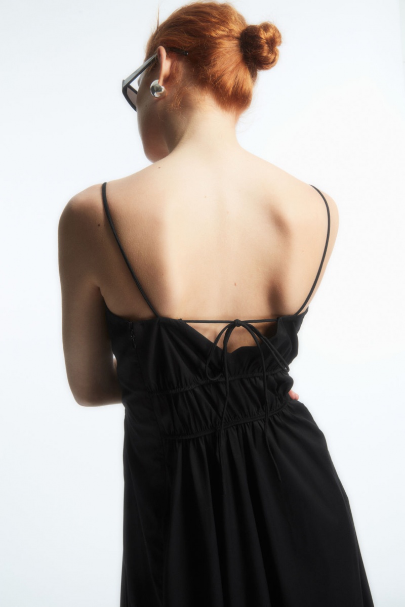 Dámské Šaty COS Gathered Bustier Midi Černé | COS Eshop CZ-97805YGIB