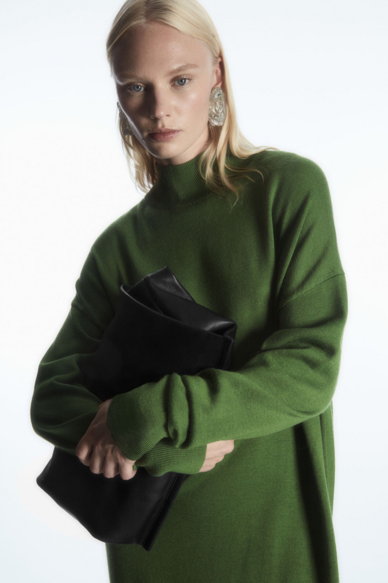 Dámské Šaty COS Lehké Merino-Vlna Turtleneck Zelene | COS Eshop CZ-59836TIVJ