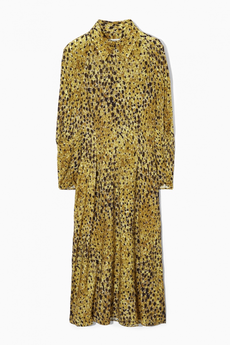 Dámské Šaty COS Leopard-Print Midi Žluté Leopard | COS Eshop CZ-15082DGEK