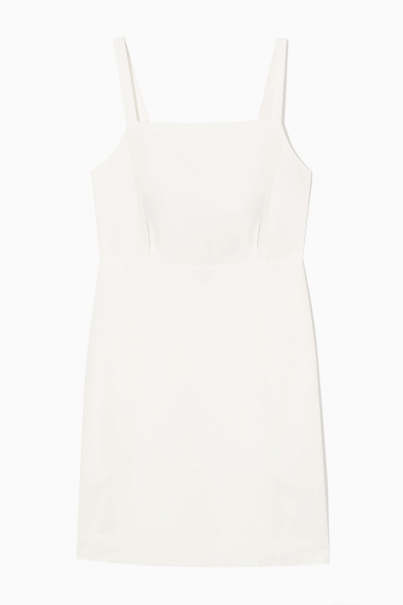 Dámské Šaty COS Open-Back Mini Pinafore Bílé | COS Eshop CZ-25376FJSU