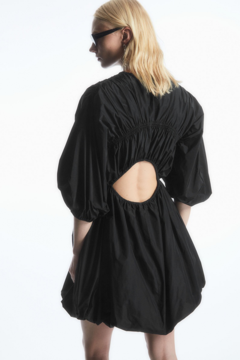 Dámské Šaty COS Open-Back Shirred Balloon Mini Černé | COS Eshop CZ-84512DOXR