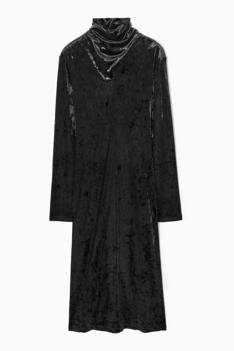 Dámské Šaty COS Open-Back Velvet Midi Černé | COS Eshop CZ-95740BWMQ