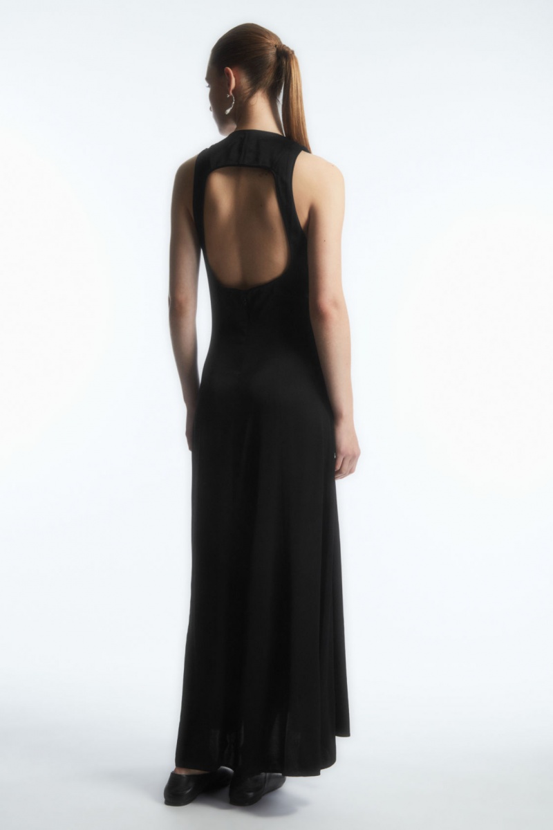 Dámské Šaty COS Plunge Open-Back Maxi Černé | COS Eshop CZ-58206MQZL