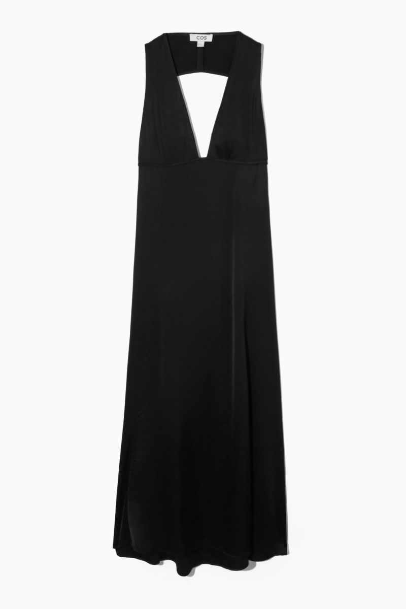 Dámské Šaty COS Plunge Open-Back Maxi Černé | COS Eshop CZ-58206MQZL