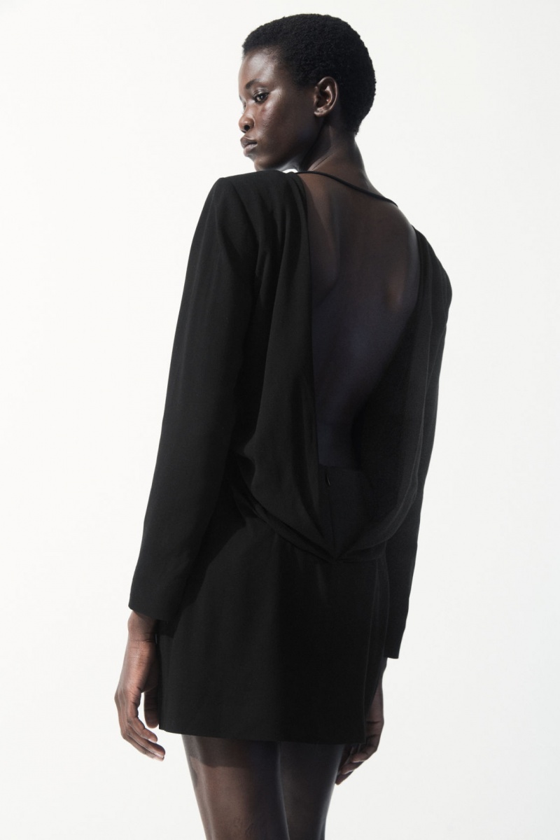 Dámské Šaty COS The Draped Open-Back Mini Černé | COS Eshop CZ-15938RIQA