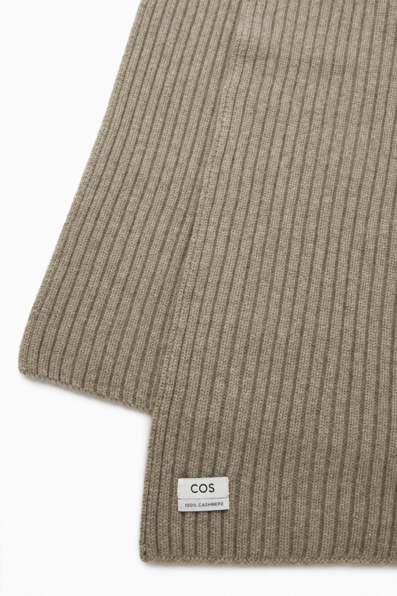 Dámské Šátek COS Tlustý Žebrovaný-Knit Pure Cashmere Béžový | COS Eshop CZ-80957QDMC