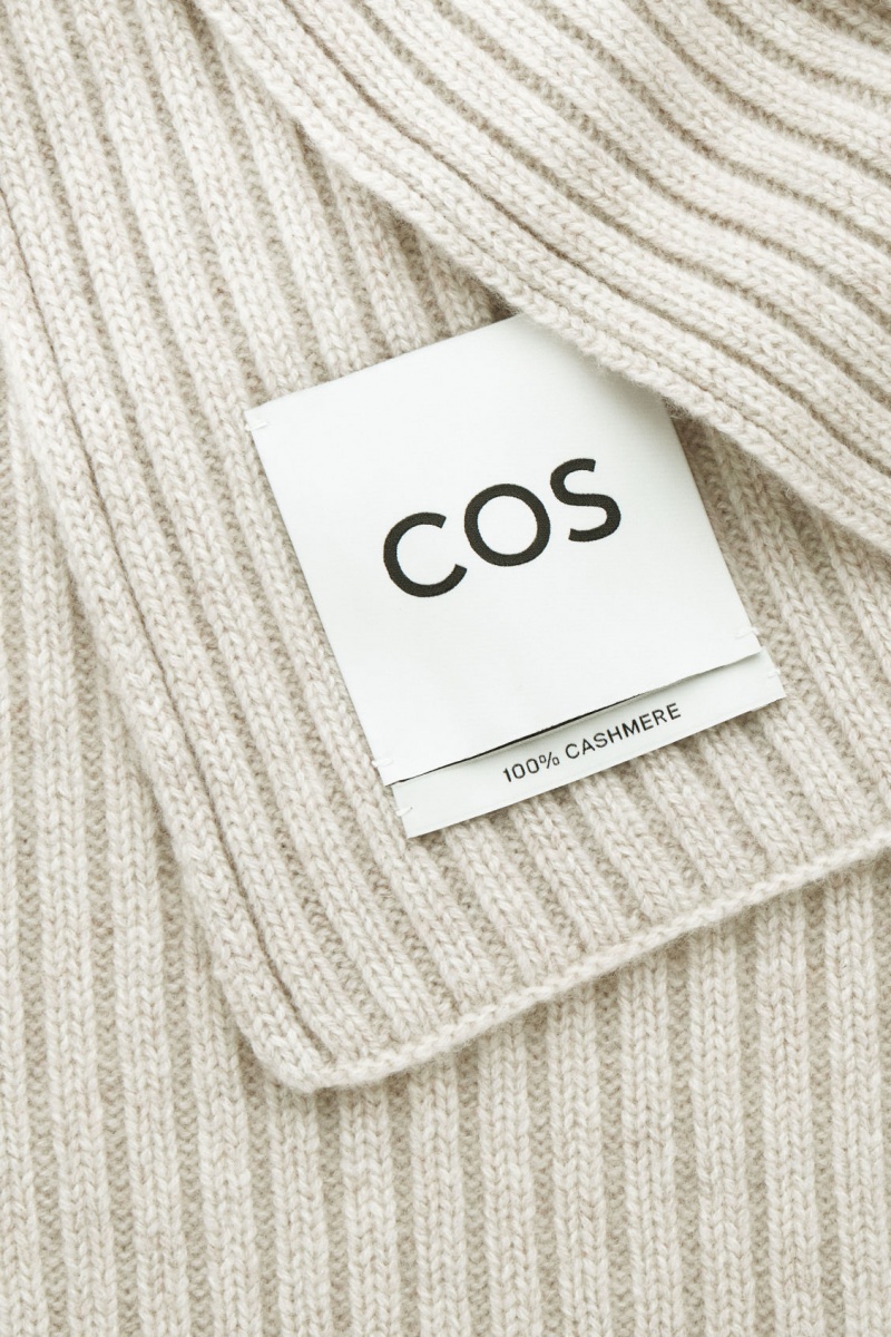 Dámské Šátek COS Tlustý Žebrovaný Pure Cashmere Bílé | COS Eshop CZ-37589VKWA