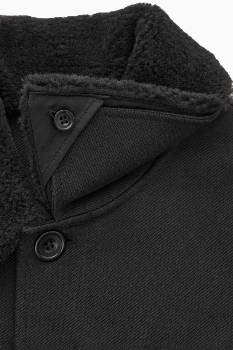 Pánské Bundy COS Detachable-Collar Twill Černé | COS Eshop CZ-90187QGVZ